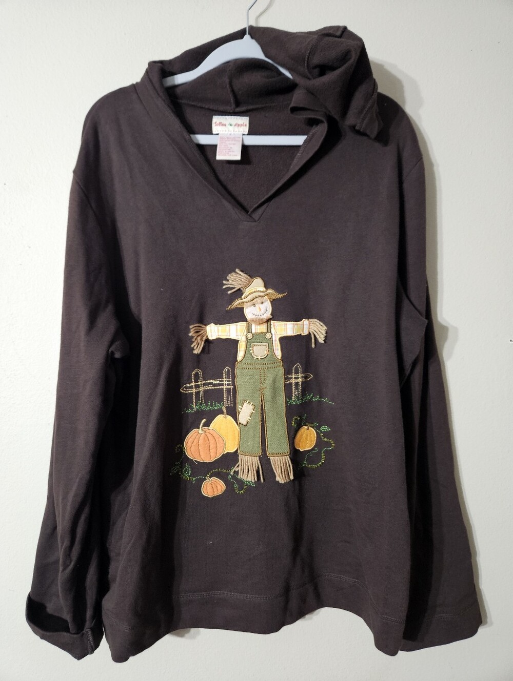 VTG Toffee Apple Fall Scarecrow Hoodie Large